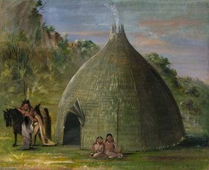 Wichita Lodge, Thatched With Prairie Grass — George Catlin