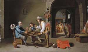 Officers And Peasants Playing Backgammon And Other Games In A Guardroom