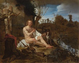 A Hunter Getting Dressed After Bathing — Gabriel Metsu