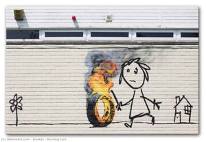 Burning Tyre — Banksy