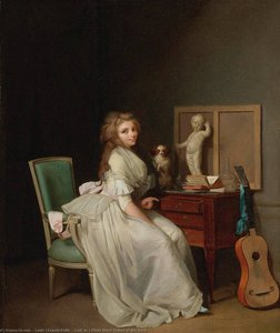 Lady In A White Dress Seated At Her Desk — Louis Léopold Boilly
