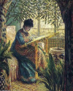 Madame Monet Embroidering — Claude Monet, Impressionism