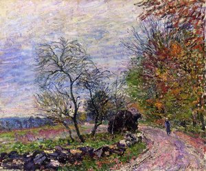 Along The Woods In Autumn — Alfred Sisley, Impressionist Landscape