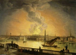 The Burning Of Drury Lane Theatre From Westminster Bridge, London