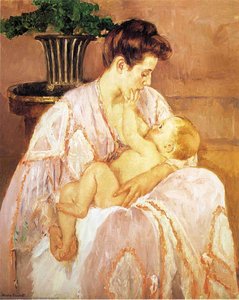 Young Mother Nursing Her Child — Mary Stevenson Cassatt, Impressionism