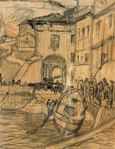 Sketch Of The Port Of Motrico — Ignacio Díaz Olano
