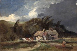 Cottage With Stormy Sky — George Hornblower Simms