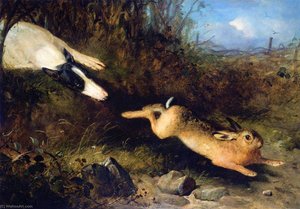 A Greyhound In Pursuit Of A Hare — Thomas Woodward