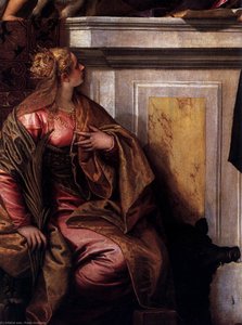 Sagrada Familia Con San Antonio Abad, Santa Catalina Y El Niño San Juan Bautista (detalle) — Paolo Veronese
