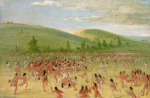 Ball Play Of The Choctaw Ball Up — George Catlin