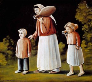 Georgian Woman With Children — Niko Pirosmani, Primitivism