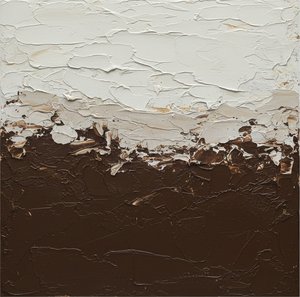 Erosive Horizon Of Umber And Cream In Sculptural Impasto Relief — David Moreau, Plaster & Texture Art