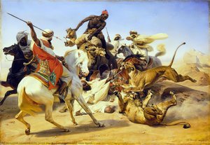 The Lion Hunt — Emile Jean Horace Vernet, Orientalism