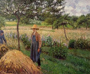Graues Wetter, Morgen Mit Figuren, Eragny — Camille Pissarro