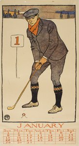 'january (golf Calendar)', (45 X 24 Cm) (1899) — Edward Penfield