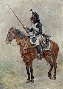Dragon À Cheval Portant Le Manteau En Bandoulière — Jean-louis Ernest Meissonier