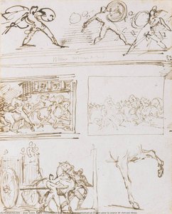 Romains Combattant Et Études Pour La Course De Chevaux Libres — Théodore Géricault