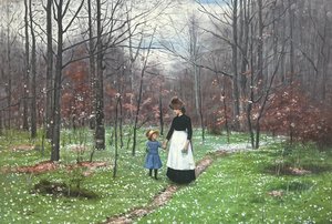 Springtime; The First Anemones - Hans Andersen Brendekilde — Hans Andersen Brendekilde