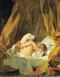 Girl Making A Dog Dance On Her Bed — Jean-honoré Fragonard