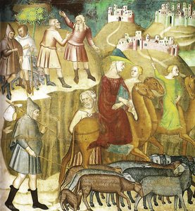 Abraham Is Divided By Lot In The Land Of Canaan, Fresco By Bartolo Di Fredi (duomo Di San Gimignano) — Bartolo Di Fredi