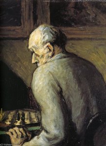 Les Joueurs D'échec, Huile Sur Panneau, Détail The Players Of Failure, Oils On Panel, Détail — Honoré Daumier, Realism