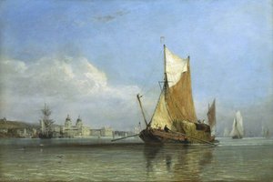 Hay Barge Off Greenwich — Edward William Cooke
