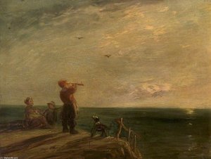 Seascape With Figures And Dog, Sunset — William Collins