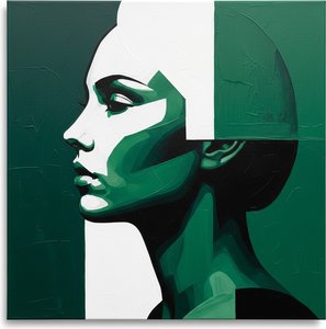 Emerald Planes Of Profile: A Monumental Study In Geometric Stillness. — Christian Noiret, Contemporary Abstract Painting