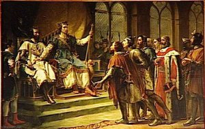 SAINT LOUIS MEDIATEUR ENTRE LE ROI D'ANGLETERRE ET SES BARONS.23 JANVIER 1264