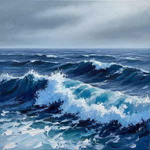 Eternal Surge: A Monumental Study Of Churning Cerulean And Sculptural White Foam — Christian Noiret, Contemporary Abstract