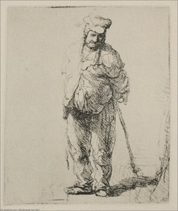 A Ragged Peasant With His Hands Behind Him — Rembrandt Van Rijn, Baroque