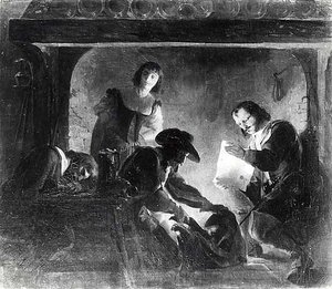 Cromwell Discovering The Letter Of Charles I At The Blue Boar Inn, Holborn, (painting) — Emanuel Gottlieb Leutze