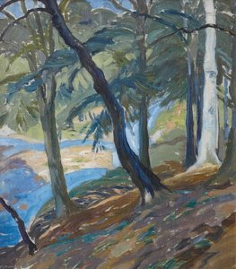Hillside Landscape — Sir William George Gillies, Post-impressionism