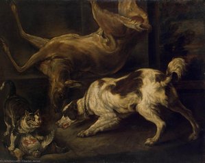 Deer, Dog And Cat — Charles Jervas, Baroque