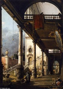 Perspective View With Portico — Canaletto, Baroque Art