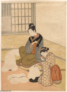 Evening Snow On The Heater — Suzuki Harunobu