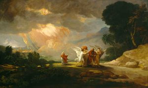Lot Fleeing From Sodom — Benjamin West, Baroque