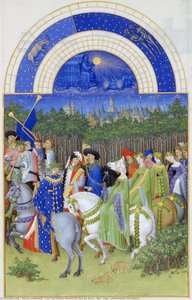 Les Tres Riches Heures Du Duc De Berry- Mai (may). Illumination On Vellum. — Pol De Limbourg, International Gothic