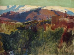 Sierra Nevada From The Alhambra, Grenada — Joaquín Sorolla Y Bastida, Impressionist Landscape