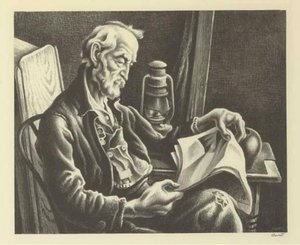 Old Man Reading — Thomas Hart Benton