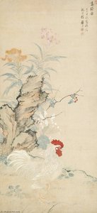 FLOWERS AND HEN