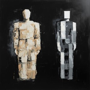 Eroded Monoliths In Ochre And Ash: A Singular Study Of Fragmented Form — Laurent Fabre, Neo-abstract Art (modern Abstract Compositions)