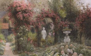 A Statue In A Romantic Garden — Arthur Claude Strachan