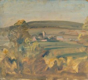 A Landscape With A Distant Village (possibly French) — Sir Alfred James Munnings, Impressionism