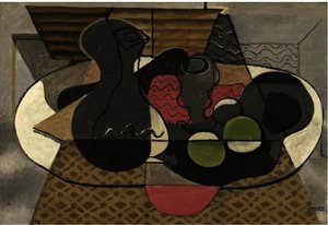 Carafe, Vaso Y Fruta — Georges Braque