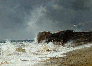 Stormy Sea at the Entrance to a Harbour