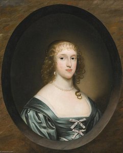 Portrait Of Lady Bowyer, Half Length, Wearing A Green Dress With Ribbons And A Pearl Necklace, In A Sculpted Cartouche — Cornelis Janssens Van Ceulen