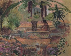 Marthe And Pierre At A Fountain In Saint Maxime — Henri Lebasque