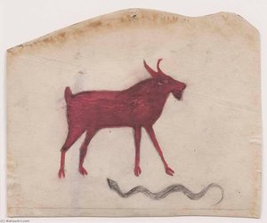 Untitled (red Goat With Snake) — Bill Traylor