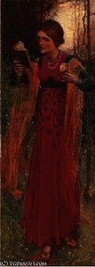 A maiden holding a book and flowers